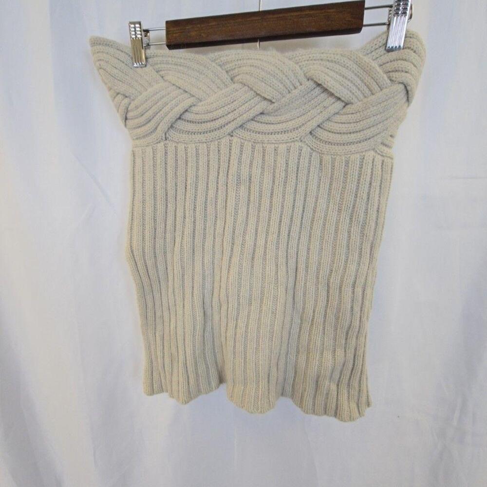 Cynthia Rowley Skirt Womens Small White Knit Angora Blend Ribbed Braided Waist